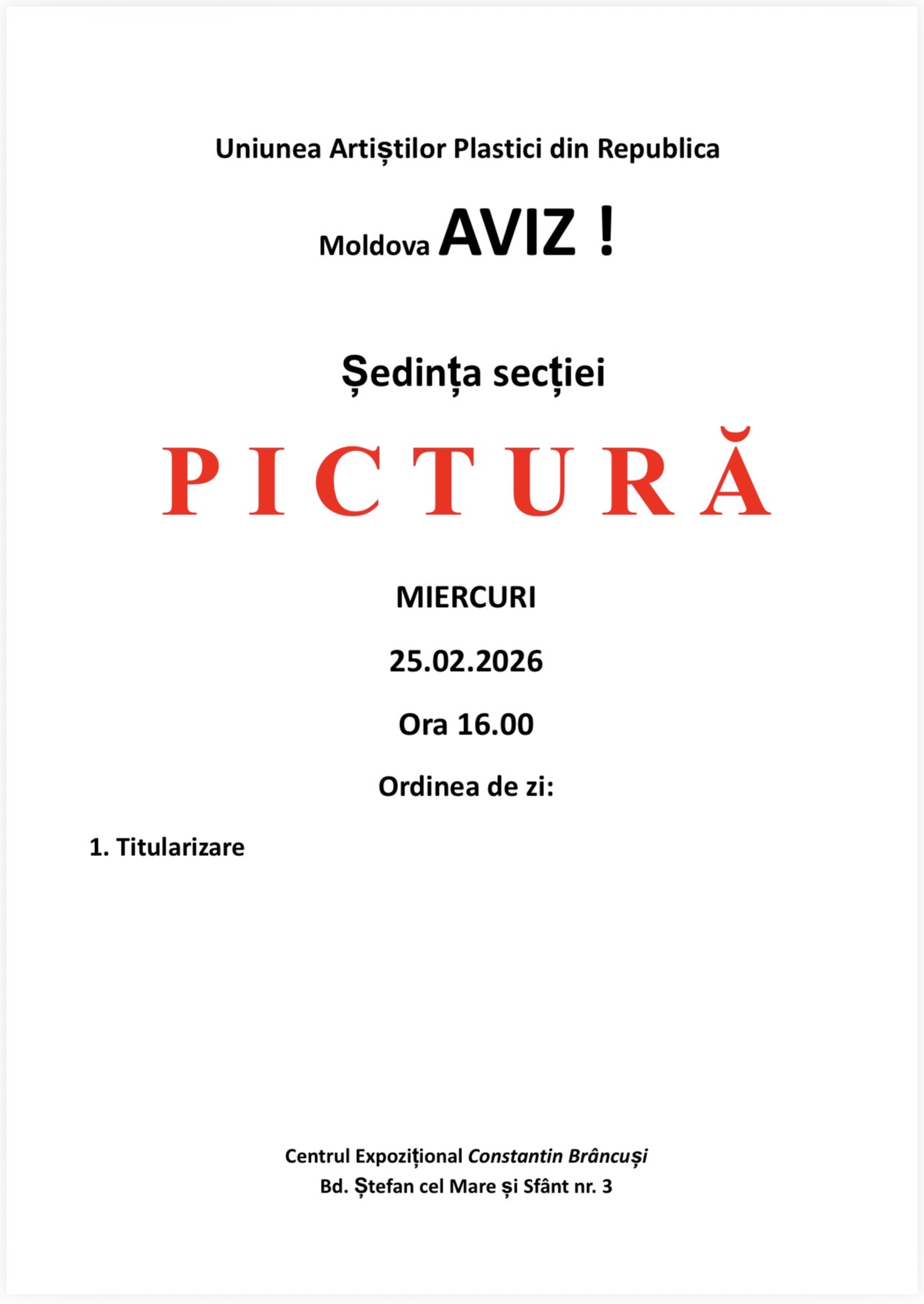 Ședința secției Pictură 25.02.2026